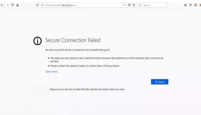Server Pendaftaran CPNS ‘Secure Connection Failed’