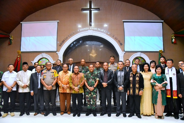 Gubsu Kunjungi GBKP Tempat Ibadah Ketua DPRD Sumut Baskami Ginting
