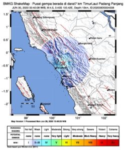 BMKG : Gempa Magnitudo 4,5 Guncang Padang Panjang