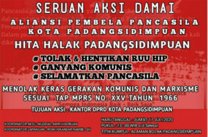 Aliansi Pembela Pancasila Akan Gelar Aksi Tolak RUU HIP di Padangsidimpuan