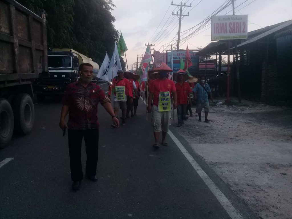 Aksi Jalan Kaki Petani ke Istana Negara Jakarta Telah Sampai di Asahan