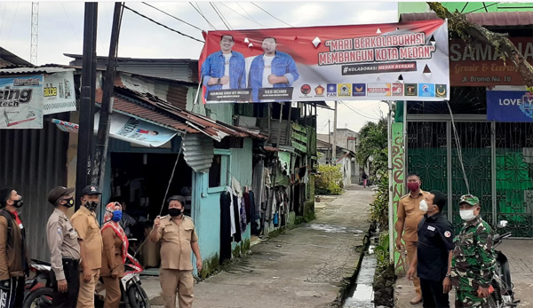 Koramil 0201-04/MK, Polsek Medan Kota dan Satpol PP Dampingi Panwaslu Tertibkan APK