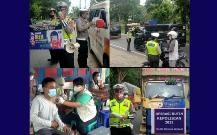 Sambut Ramadhan, Satlantas Polres Sergai Gelar Operasi Rutin dan Vaksinasi Covid-19 di Jalinsum