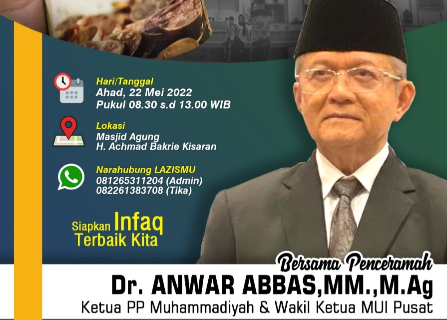 Digelar 22 Mei 2022, Silaturahmi Syawal dan Tabligh Akbar Akan Dihadiri PP Muhammadiyah, Anwar Abbas