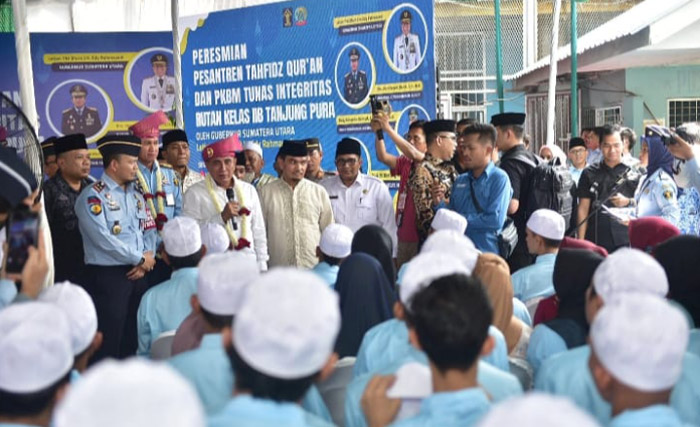 Resmikan Pesantren Tahfiz Rutan Kelas II B Tanjung Pura,  Gubsu: WBR Juga Harus  Memahami Makna Alqur’an