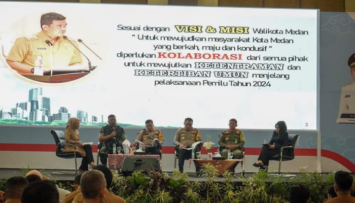 Jelang Pemilu, Camat, Lurah, Kepling, Babinsa, dan Bhabinkamtibmas se-Kota Medan Ikuti Rakor