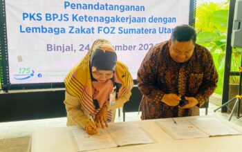 BPJS Ketenagakerjaan dan FOZ SUMUT Teken PKS dalam Rangka Berikan Jaminan Perlindungan kepada Mustahik